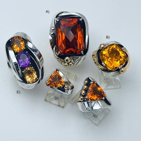 Citrine Silver & Gold Rings