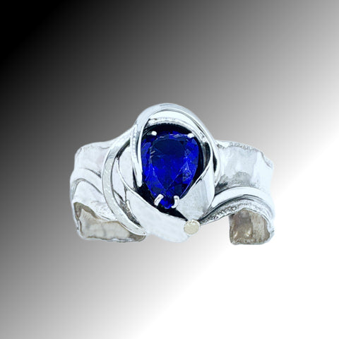 Perfect Blue Quartz Silver Cuff Bracelet