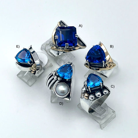 Quartz & Topaz Silver & Gold Rings