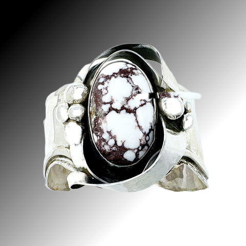 White Dolomite Silver Cuff Bracelet