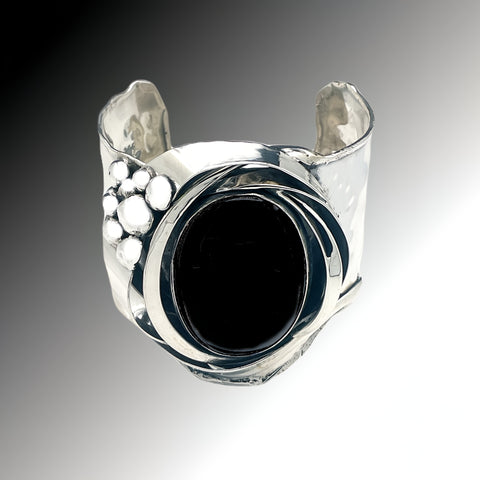 Onyx Silver Cuff Bracelet